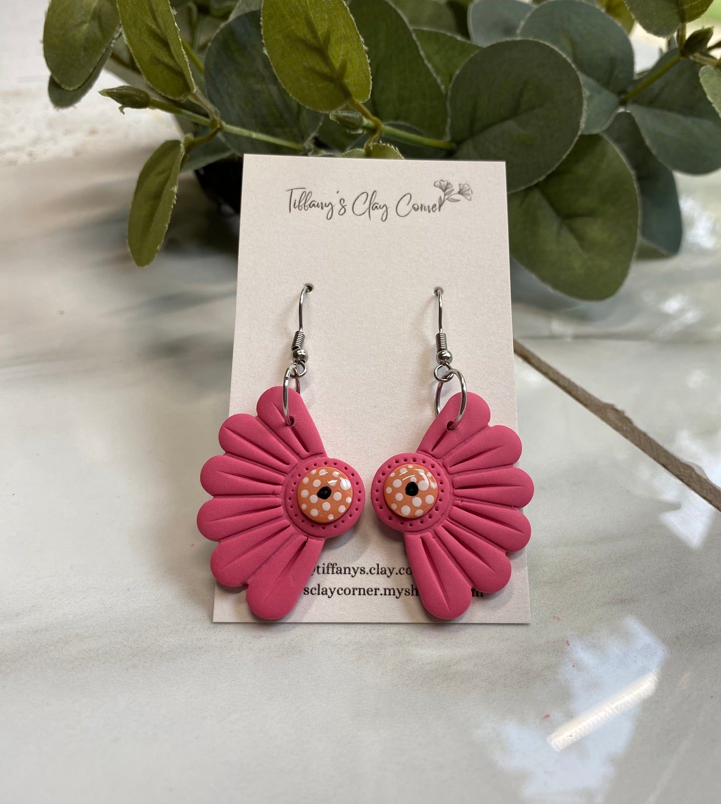 A. Barbie Pink Flowers Clay Earrings