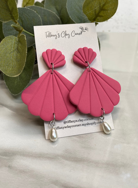 A. Barbie Pink Large Shell Clay Earrings