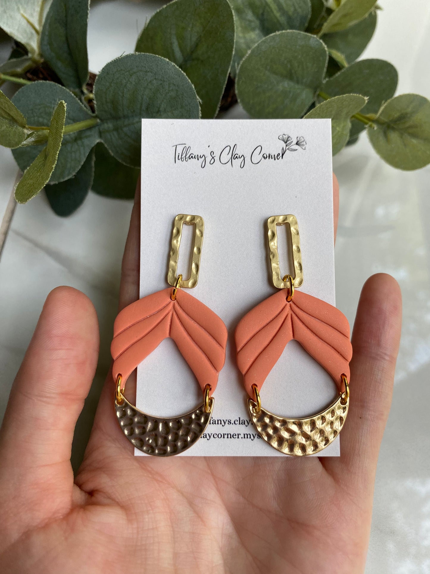 A. Golden Peach Clay Earrings