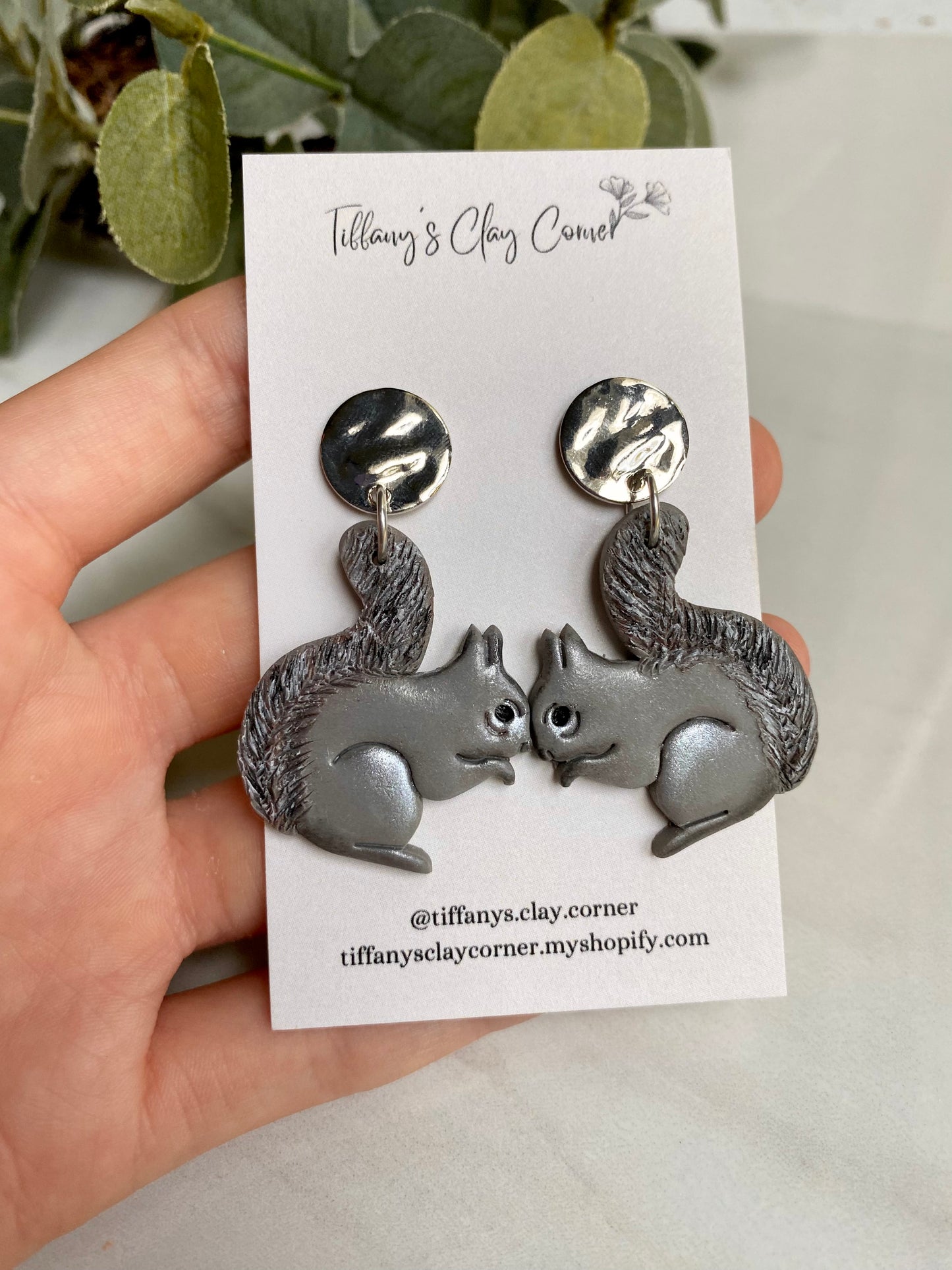 A. Eastern Gray Squirrel Clay Earrings