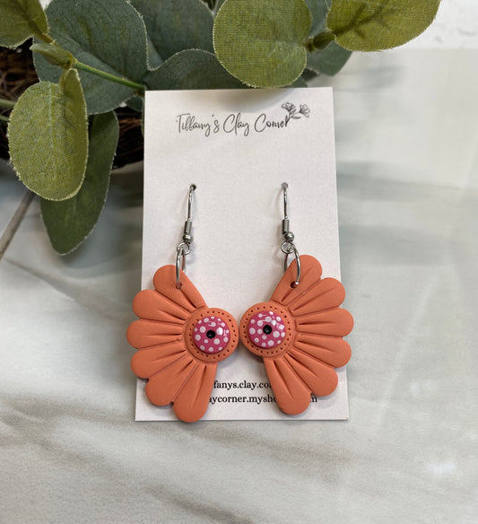 A. Peach Flowers Clay Earrings