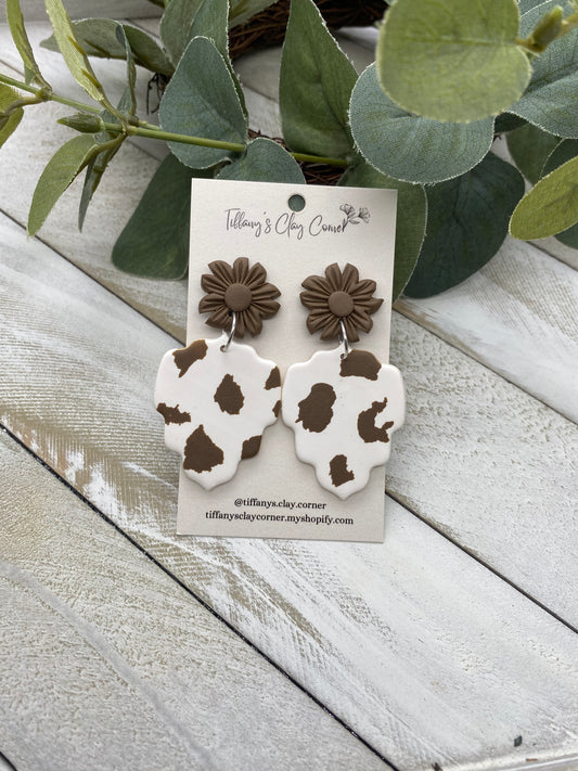 Chocolate Cow Print Earrings