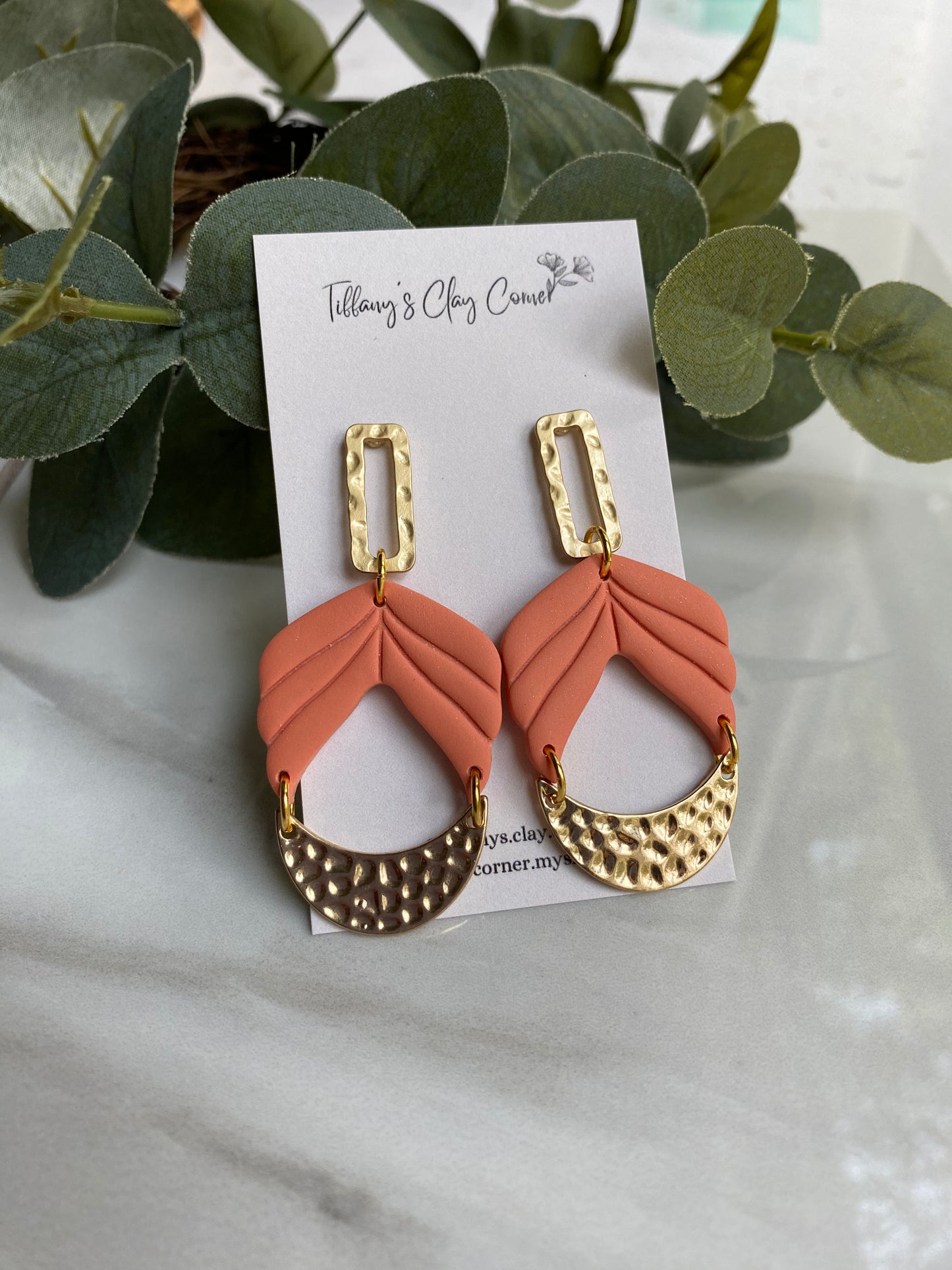 A. Golden Peach Clay Earrings